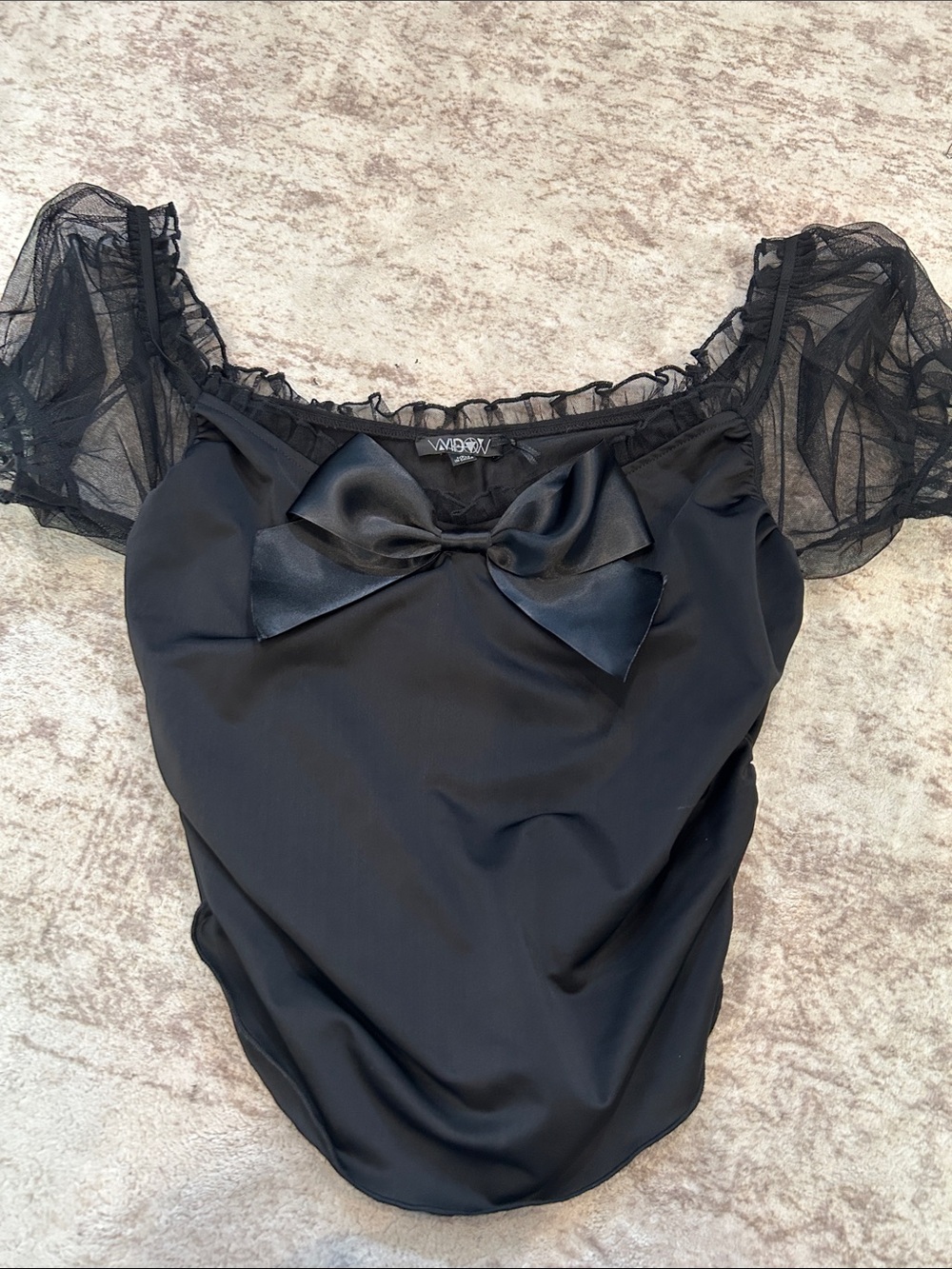 black Widow by Dolls Kill puff sleeve satin top large